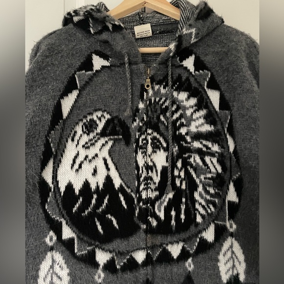 RARE Yari Artesanians Cowichan indian native eagles wool spellout hoodi… - Picture 1 of 7